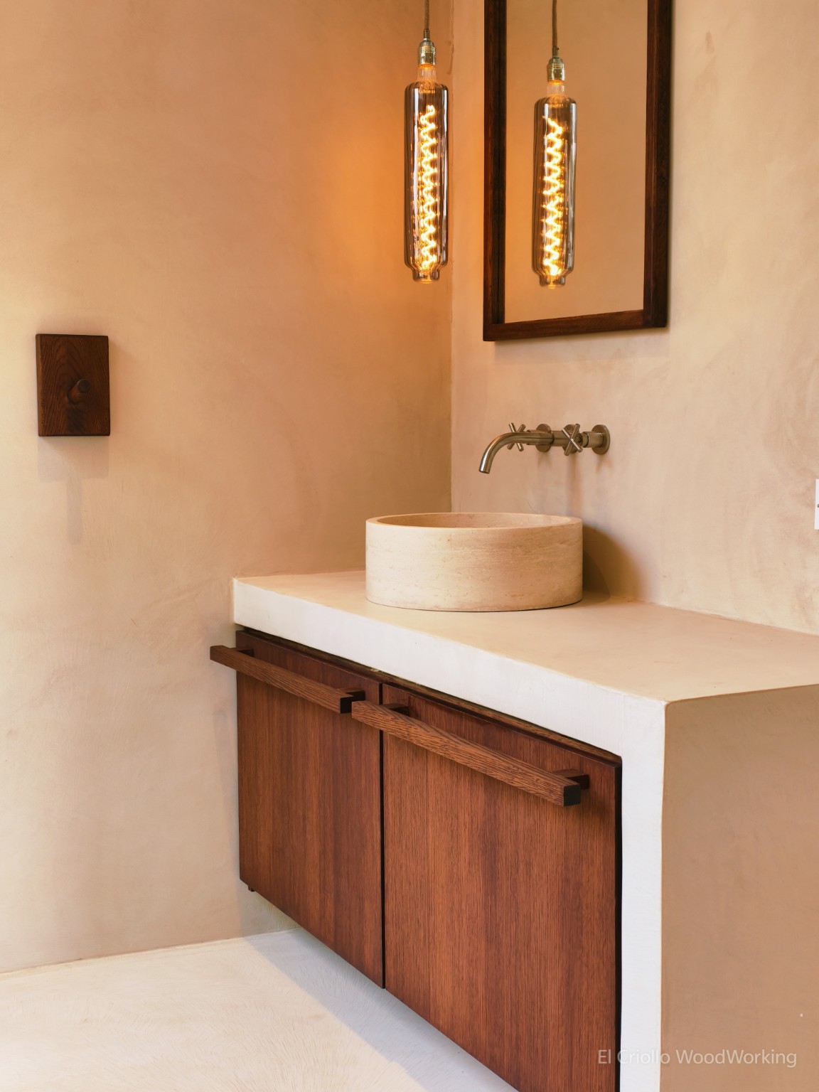 Baños de roble & microcemento